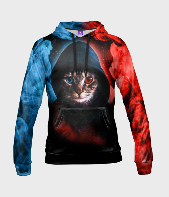 Bluza damska fullprint z kapturem Hacker Cat
