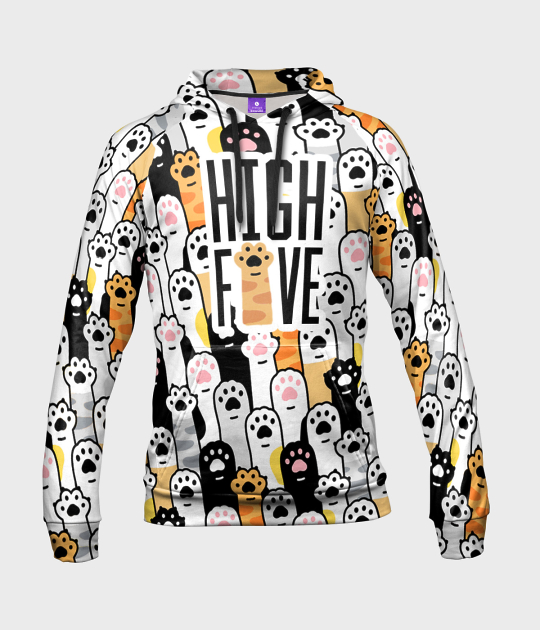 Bluza damska fullprint z kapturem High five paw