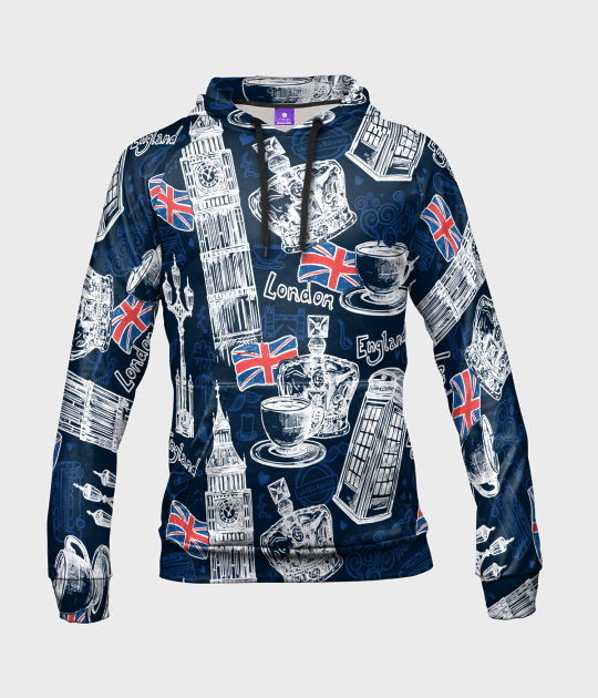 Bluza damska fullprint z kapturem Londyn