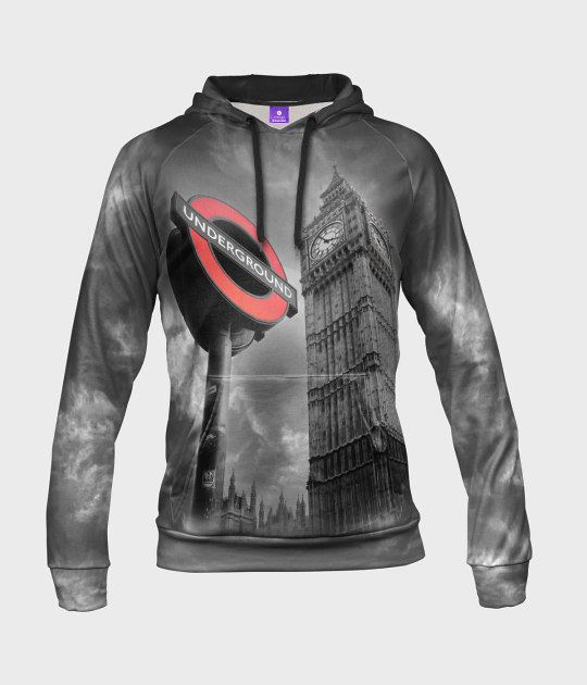 Bluza damska fullprint z kapturem London Underground
