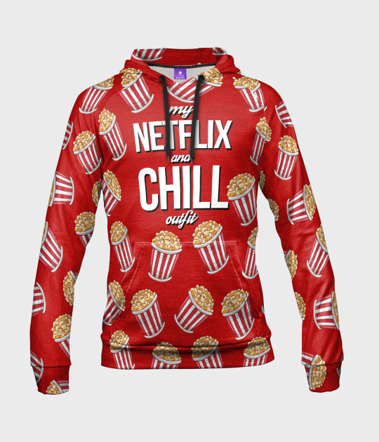 Bluza damska fullprint z kapturem Netflix and chill
