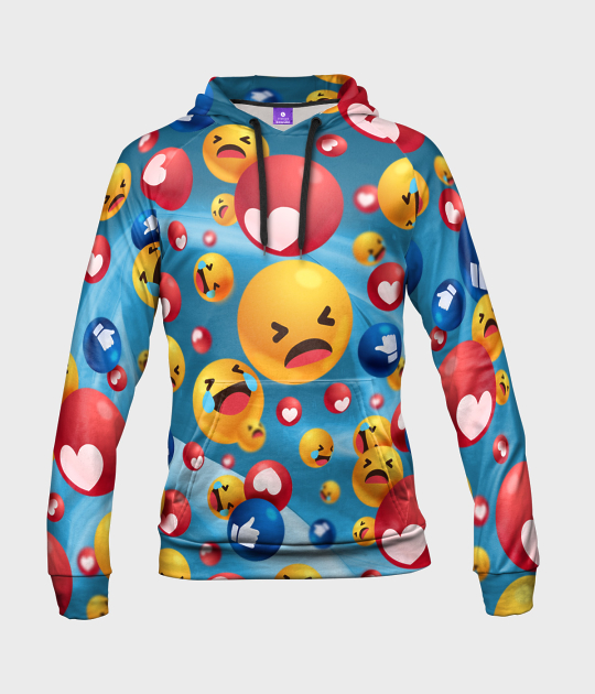 Bluza damska fullprint z kapturem Emojis