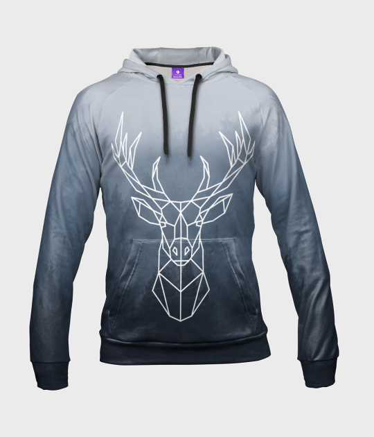 Bluza damska fullprint z kapturem Polygon-deer
