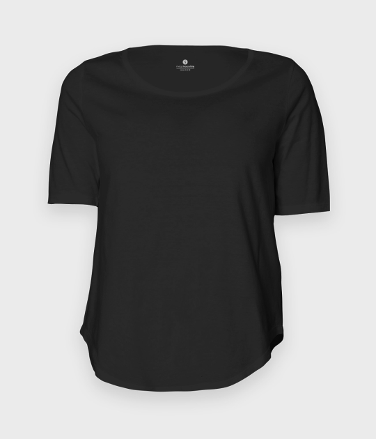 Damska koszulka trzy czwarte (bez nadruku, gładka) - czarna