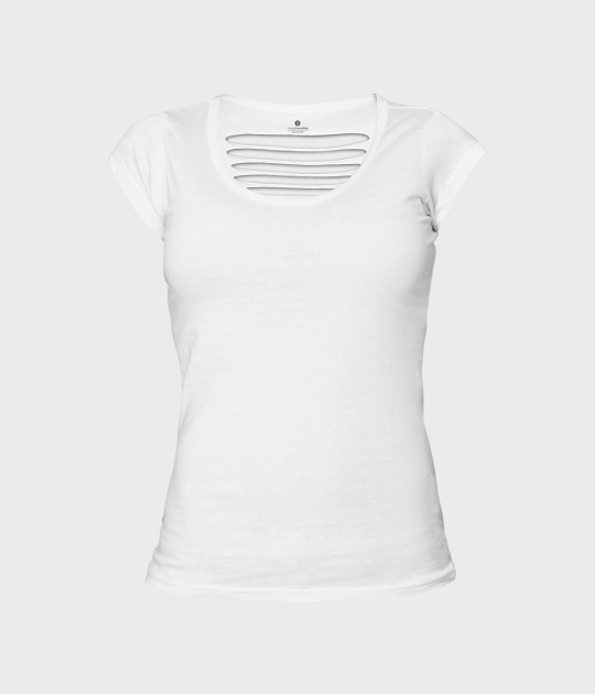 Damska koszulka back cut (bez nadruku, gładka) - biała
