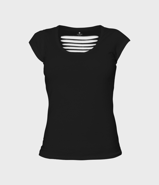 Damska koszulka back cut (bez nadruku, gładka) - czarna